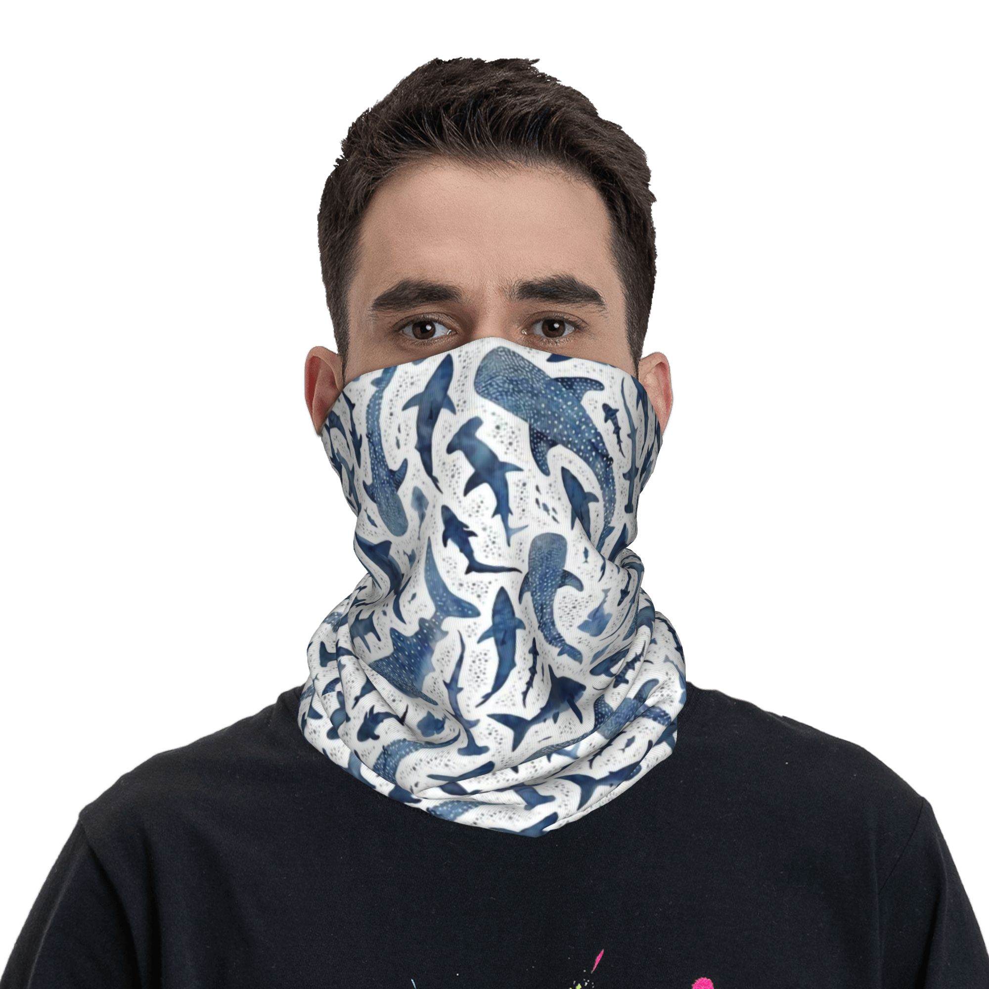 Bandana Leher Motif Hiu Warna  - Neck Warmer Balaclava ulasan dan harga